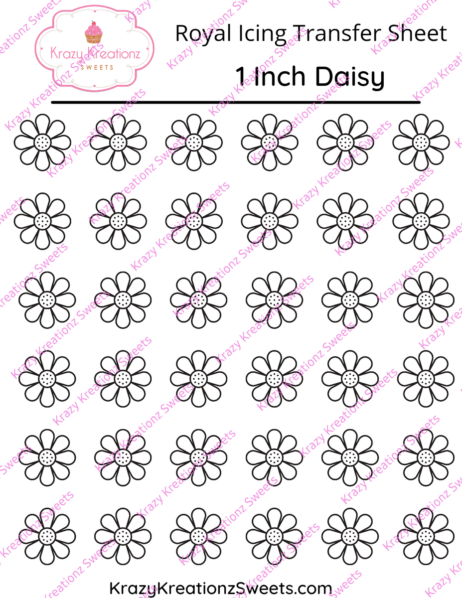 1 Inch Daisy Transfer Sheet – Krazy Kreationz Sweets