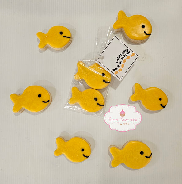 O-Fish-Ally Back To School Goldfish Sugar Cookies – Mini Decorated Teacher & Classroom Cookie Gift