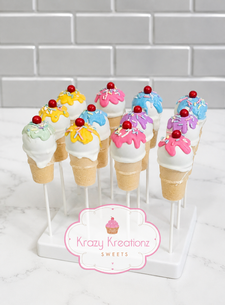 Ice Cream Cone Cake Pops | Pastel Birthday Party Cake Pop