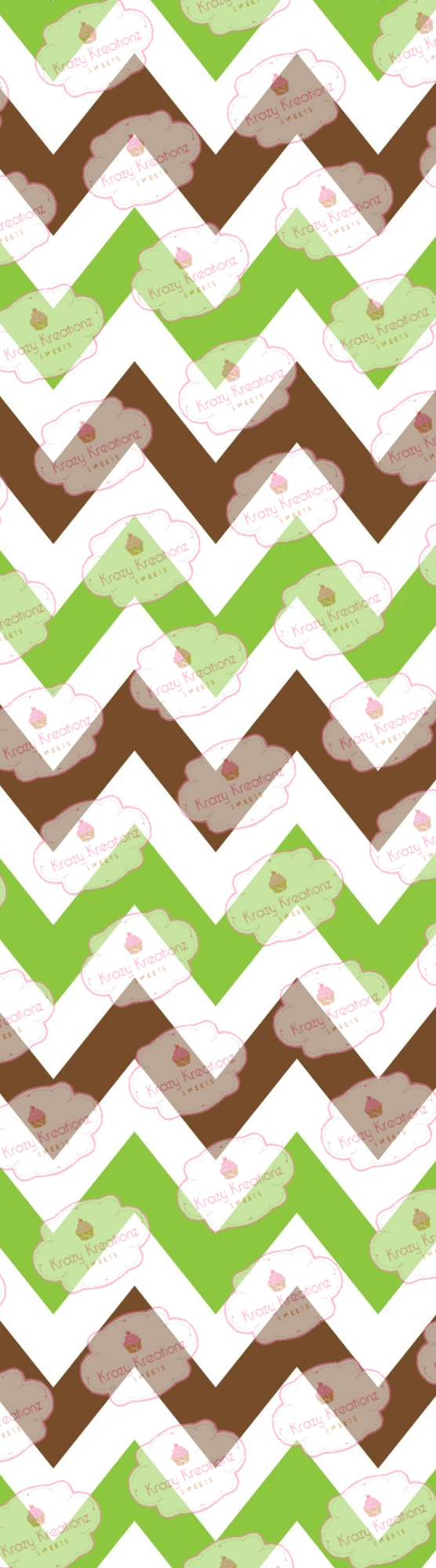 Neon Green -Brown-White Chevron  Cookie Sleeve Backer