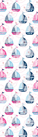 Pink-Navy-Baby Blue Sail Boat Cookie Sleeve Backer