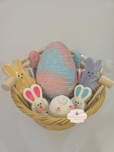 Gender Reveal Breakable Chocolate Egg Gift Basket – He or She Baby Reveal Treat Box