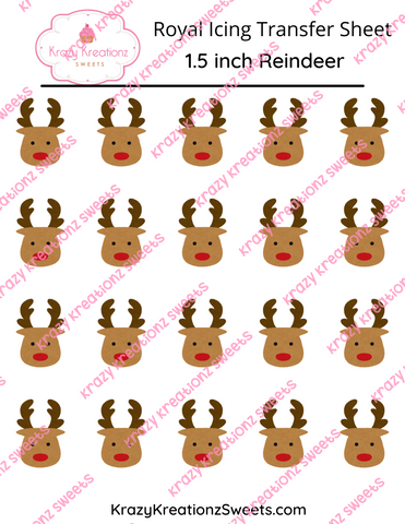1.5 inch Reindeer icing Transfer