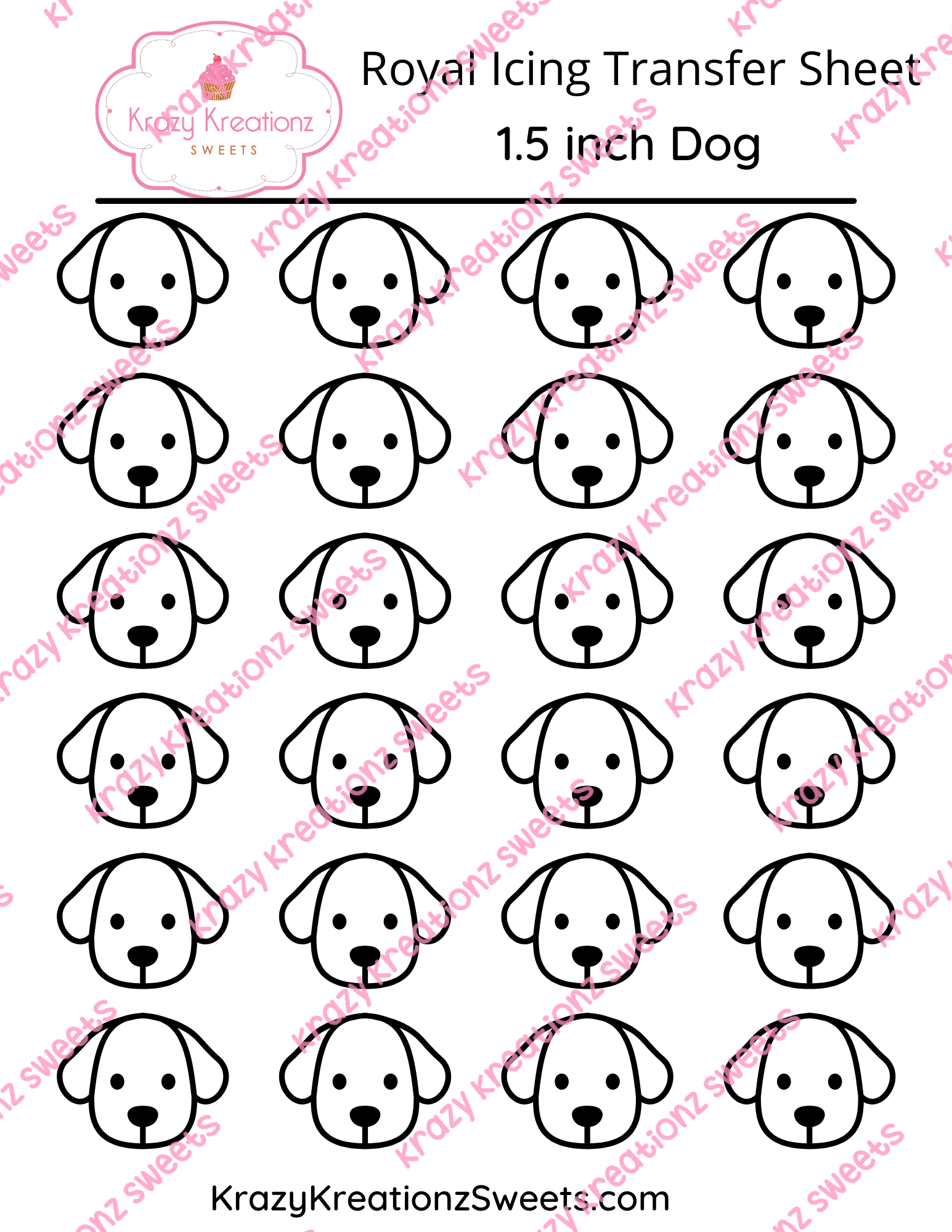 1.5 inch Dog icing Transfer