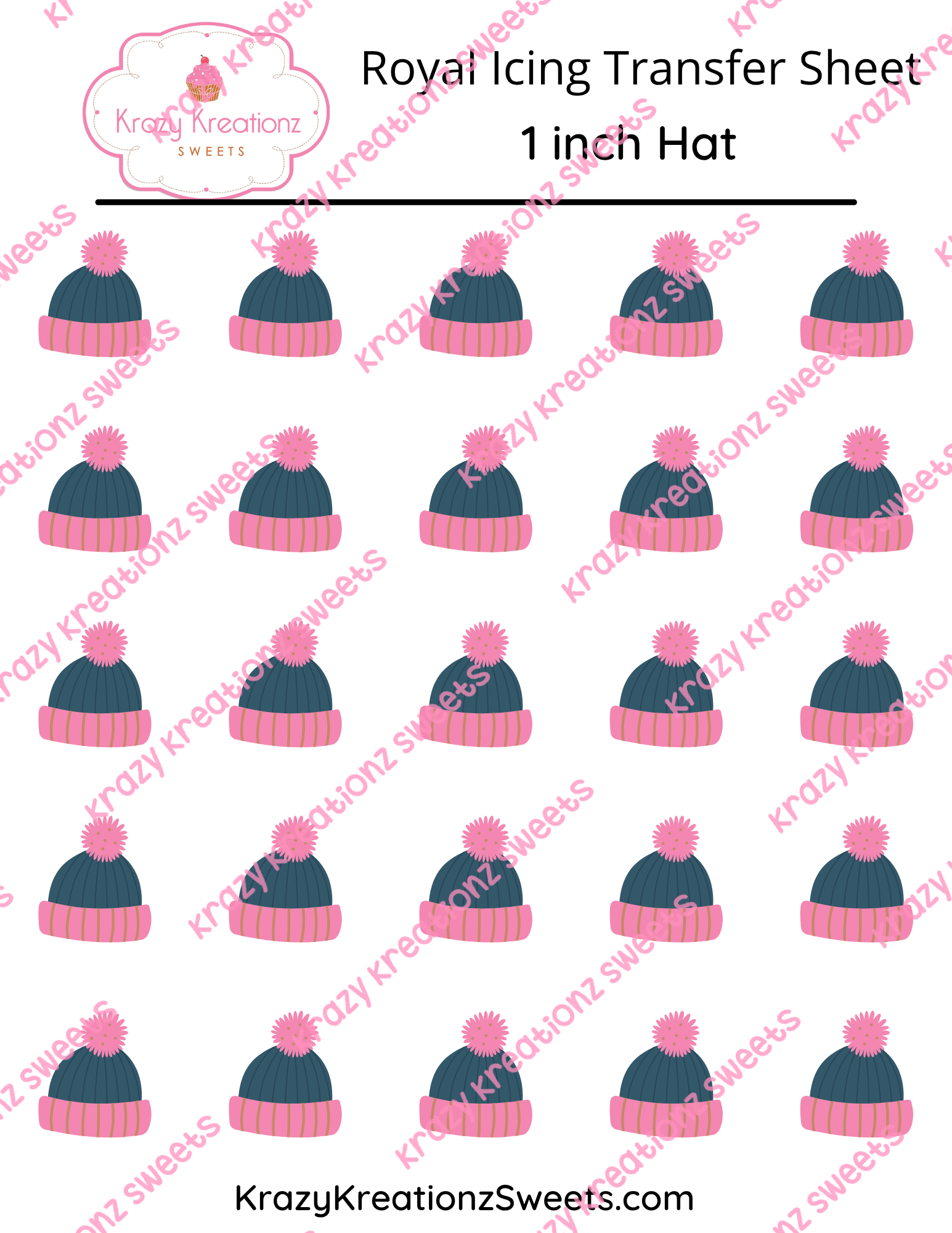 1 inch Snow Hat icing Transfer