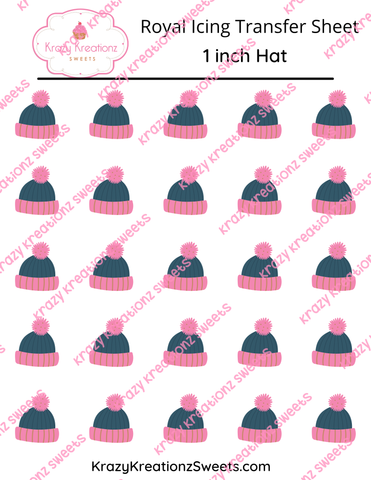 1 inch Snow Hat icing Transfer