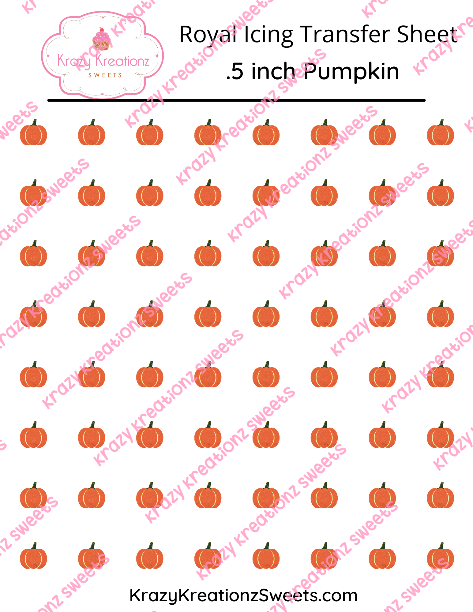 .5 inch Pumpkin icing Transfer