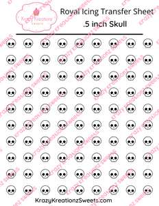 .5 inch Skull Royal Icing Transfer