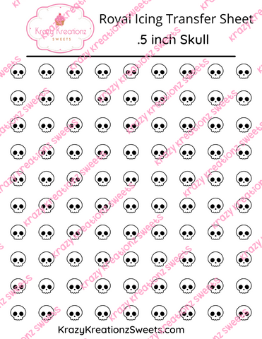 .5 inch Skull Royal Icing Transfer