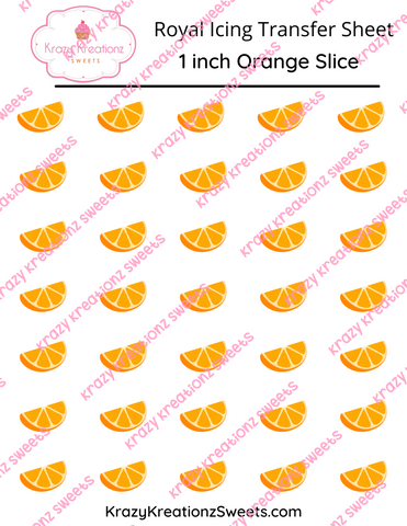 1 inch Orange Slice Royal Icing Transfer