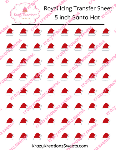 .5 inch Santa Hat Royal Icing Transfer