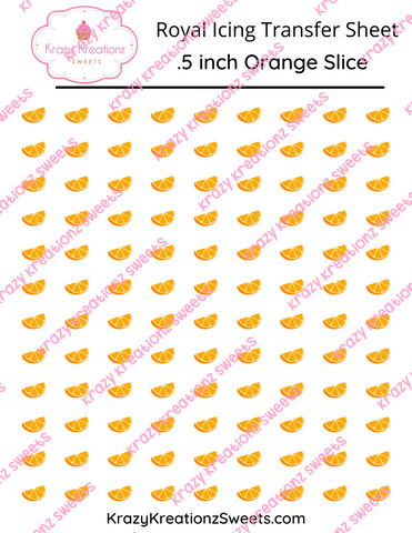 .5 inch Orange Slice Royal Icing Transfer