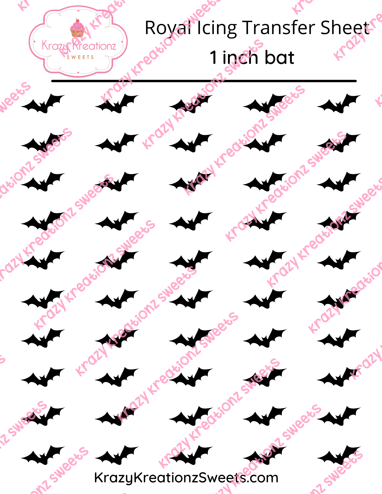 1 inch Bat Royal Icing Transfer