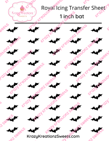 1 inch Bat Royal Icing Transfer