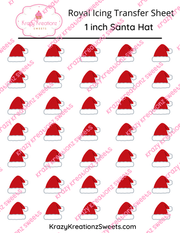 1 inch Santa Hat Royal Icing Transfer