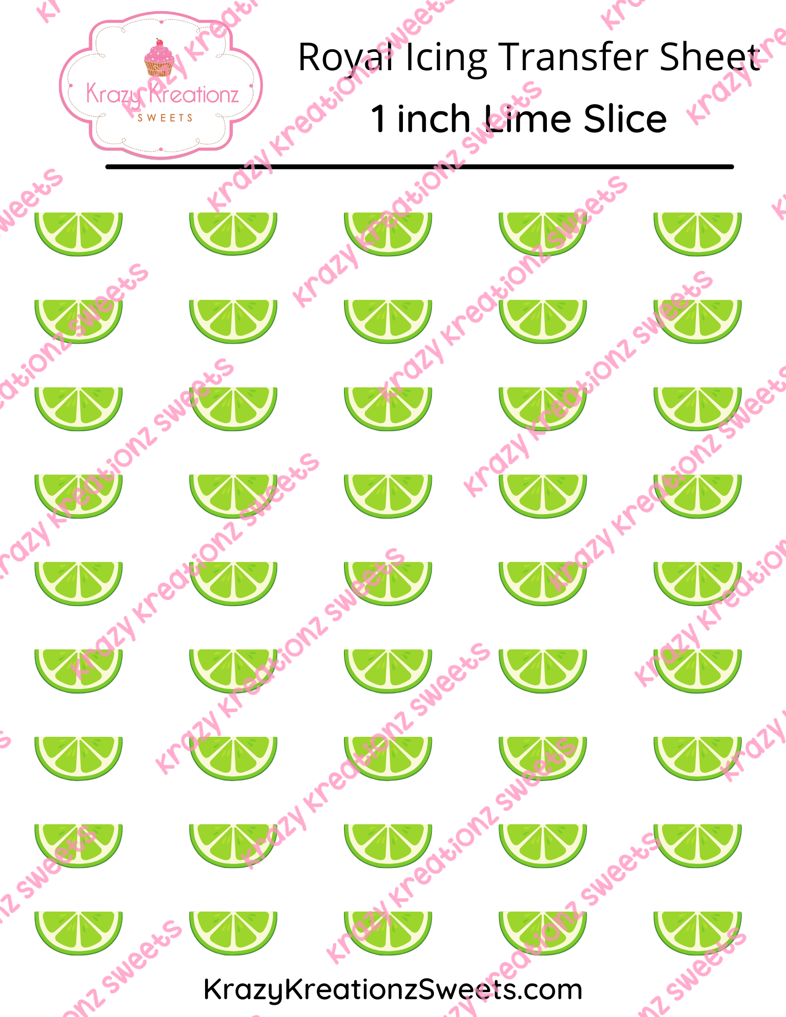 1 inch Lime Slice Royal Icing Transfer