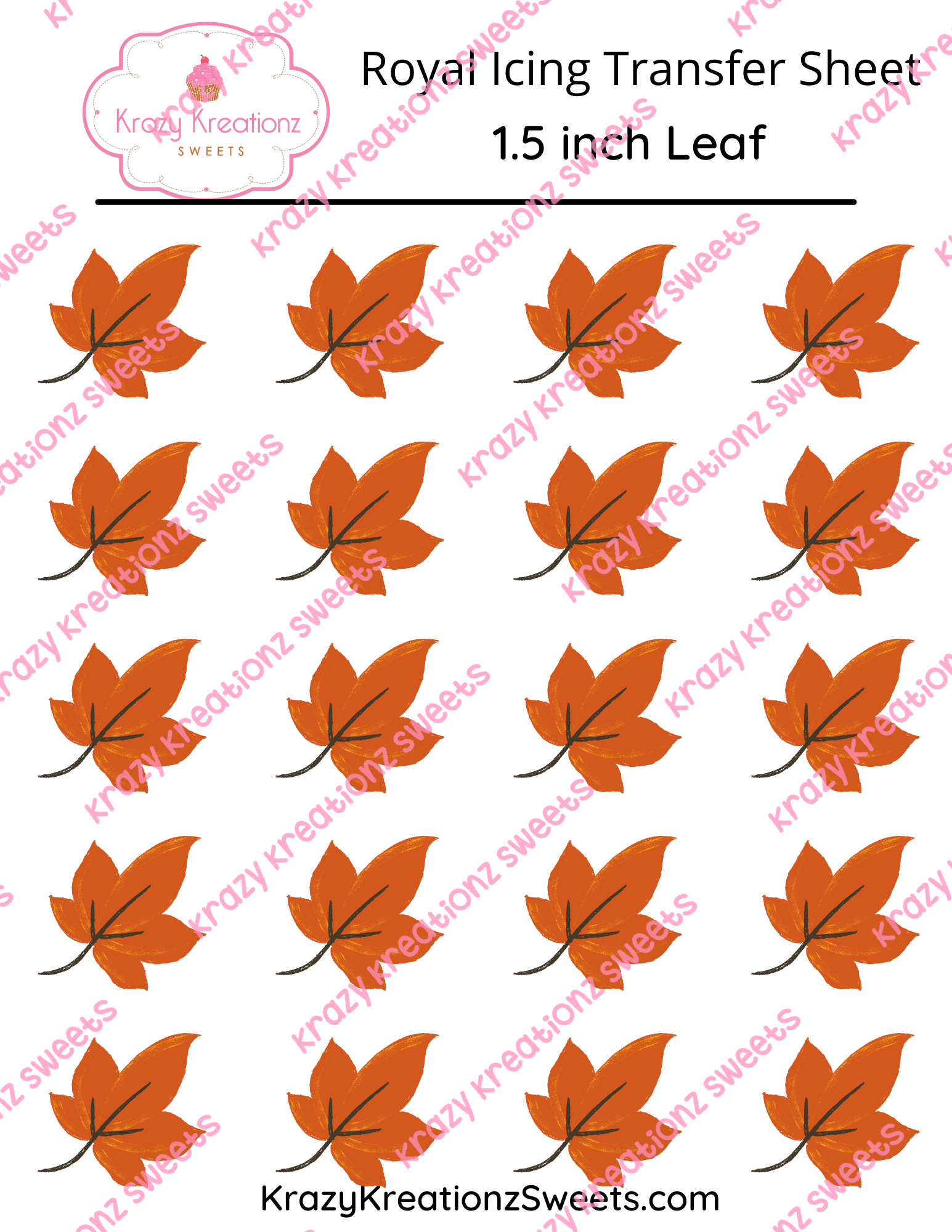 1.5 inch Leaf Royal Icing Transfer