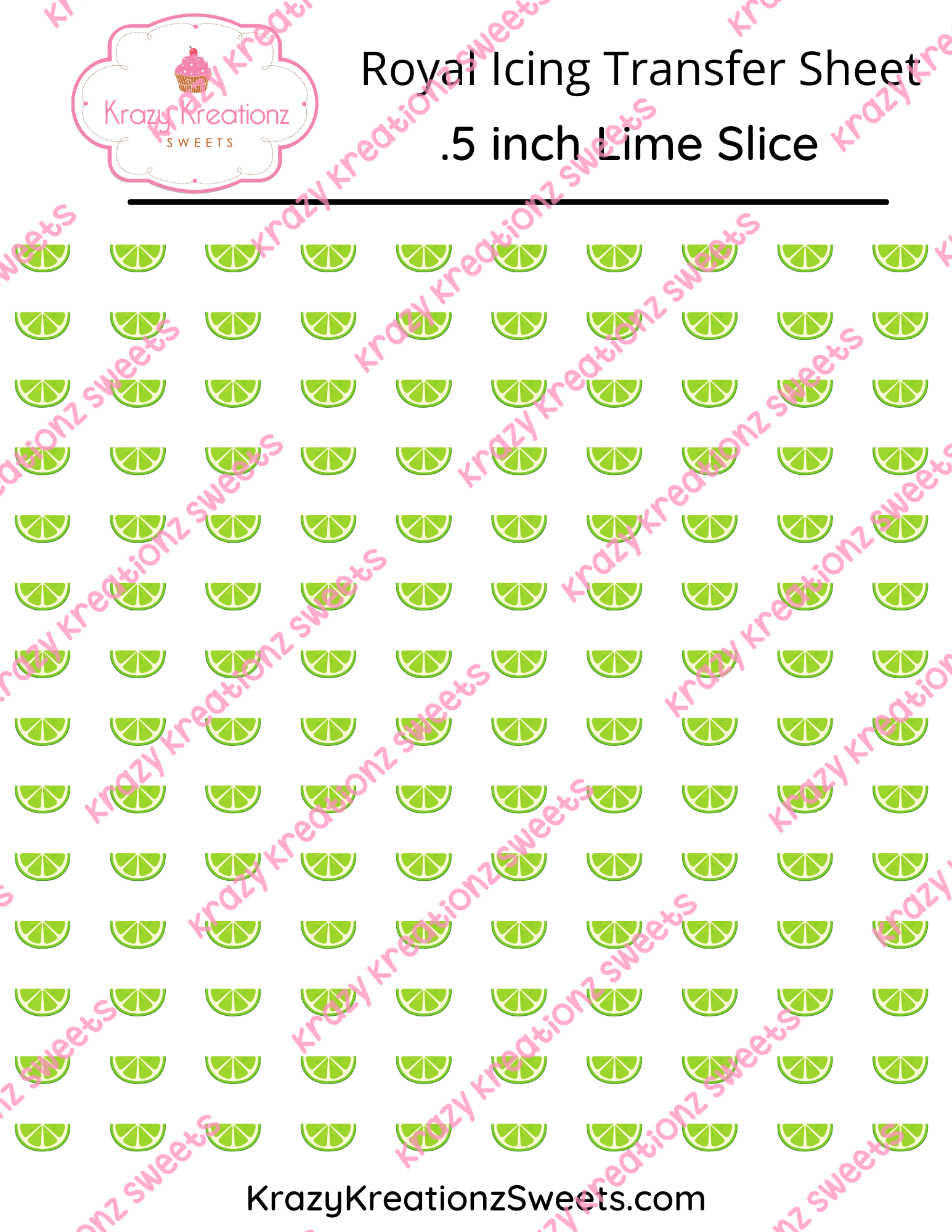 .5 inch Lime Slice Royal Icing Transfer
