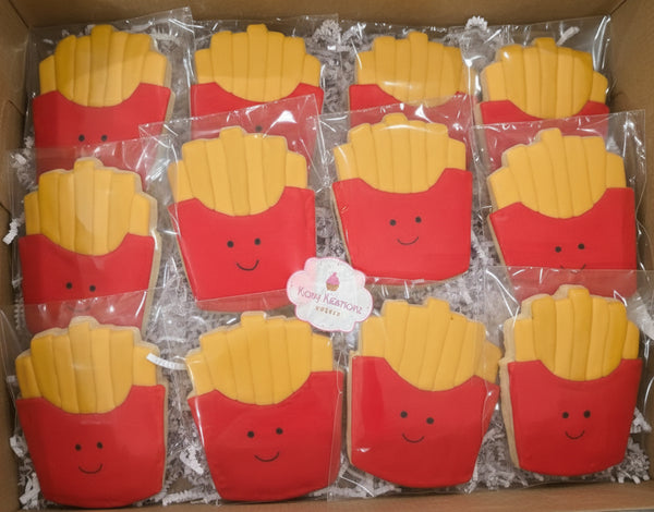 Smiley Fries Decorated Sugar Cookies | 1 Dozen Fun Party Cookies