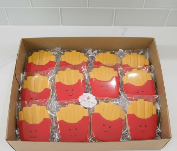 Smiley Fries Decorated Sugar Cookies | 1 Dozen Fun Party Cookies