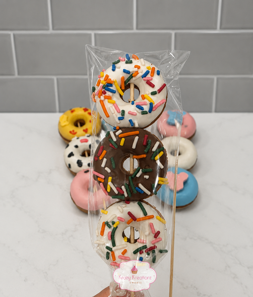 Mini Donut Pops | Custom Decorated Mini Donuts on a Stick | Party Treats, Baby Shower, Birthday, Dessert Table