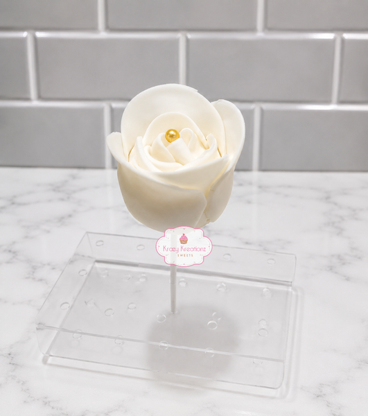 White Rose Cake Pops – Elegant Floral Chocolate Cake Pops | Wedding & Bridal Shower Treats | (1/2 Dozen)