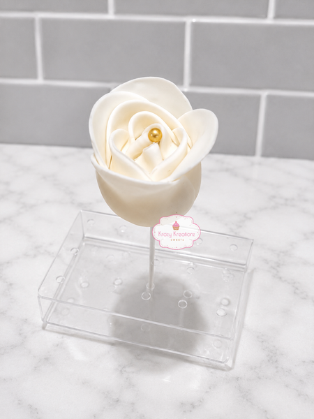 White Rose Cake Pops – Elegant Floral Chocolate Cake Pops | Wedding & Bridal Shower Treats | (1/2 Dozen)