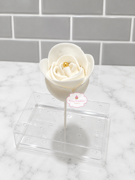 White Rose Cake Pops – Elegant Floral Chocolate Cake Pops | Wedding & Bridal Shower Treats | (1/2 Dozen)