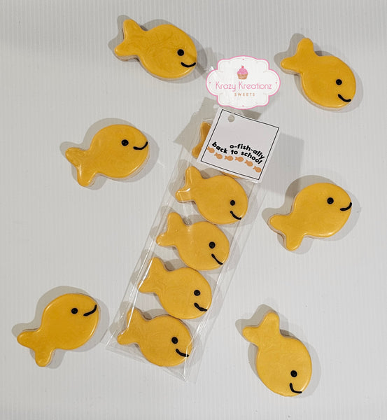 O-Fish-Ally Back To School Goldfish Sugar Cookies – Mini Decorated Teacher & Classroom Cookie Gift