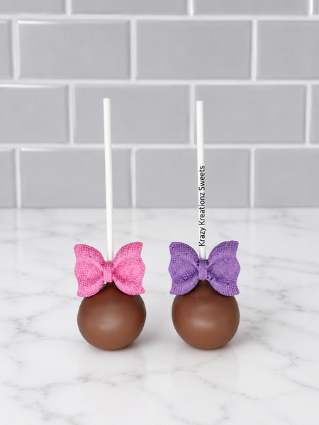Chocolate Bow Cake Pops – Elegant Chocolate Cake Pops with Edible Bows | 1/2 Dozen