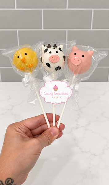 Barnyard Animal Cake Pops | Farm-Themed Chocolate Cake Pops (1 Dozen)