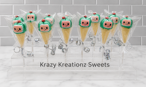Cocoamelon Inspired Ice Cream Cone Cake Pops – Handcrafted Chocolate Cake Pops | 1 Dozen