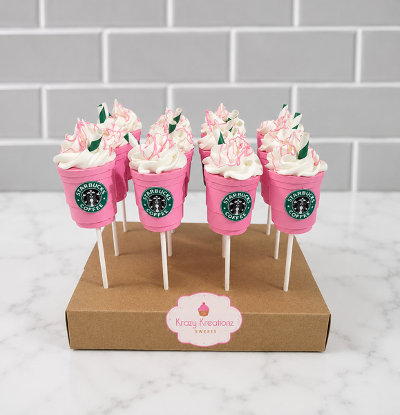 Pink Drink Inspired Cake Pops – Coffee Lover Chocolate Cake Pops | Custom Café-Inspired Treats (1 Dozen)