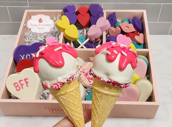 Sweetheart Ice Cream Cone Cake Pops – Valentine's Day Chocolate Covered Cake Pops