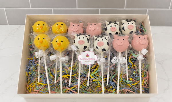 Barnyard Animal Cake Pops | Farm-Themed Chocolate Cake Pops (1 Dozen)