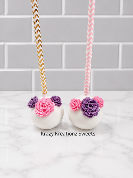 Floral Cake Pops – Elegant Rose Chocolate Cake Pops | Wedding & Bridal Shower Treats (1/2 Dozen)