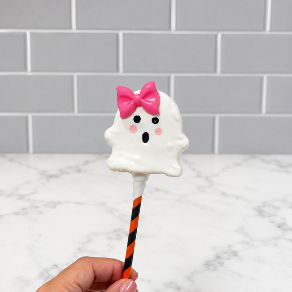 Cute Ghost Cake Pops – Boy or Girl Halloween Chocolate Cake Pops | Custom Halloween Treats (1/2 Dozen)