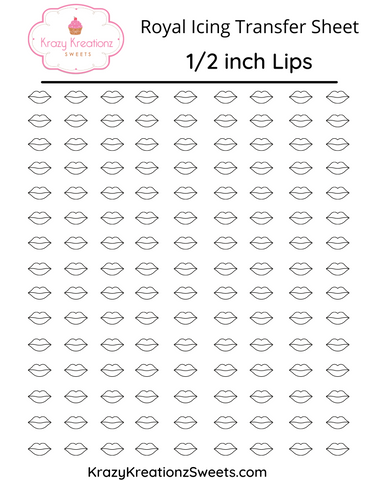 1/2 Inch Lips Royal Icing Transfer Sheet