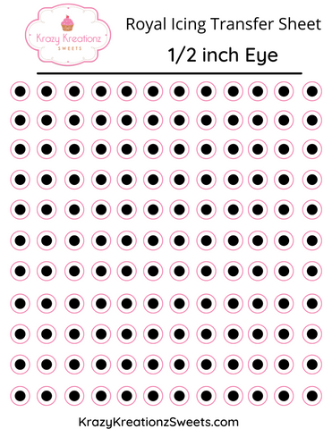1/2 Inch Eye Ball Royal Icing Transfer Sheet