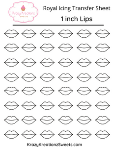 1 Inch Lips Royal Icing Transfer Sheet
