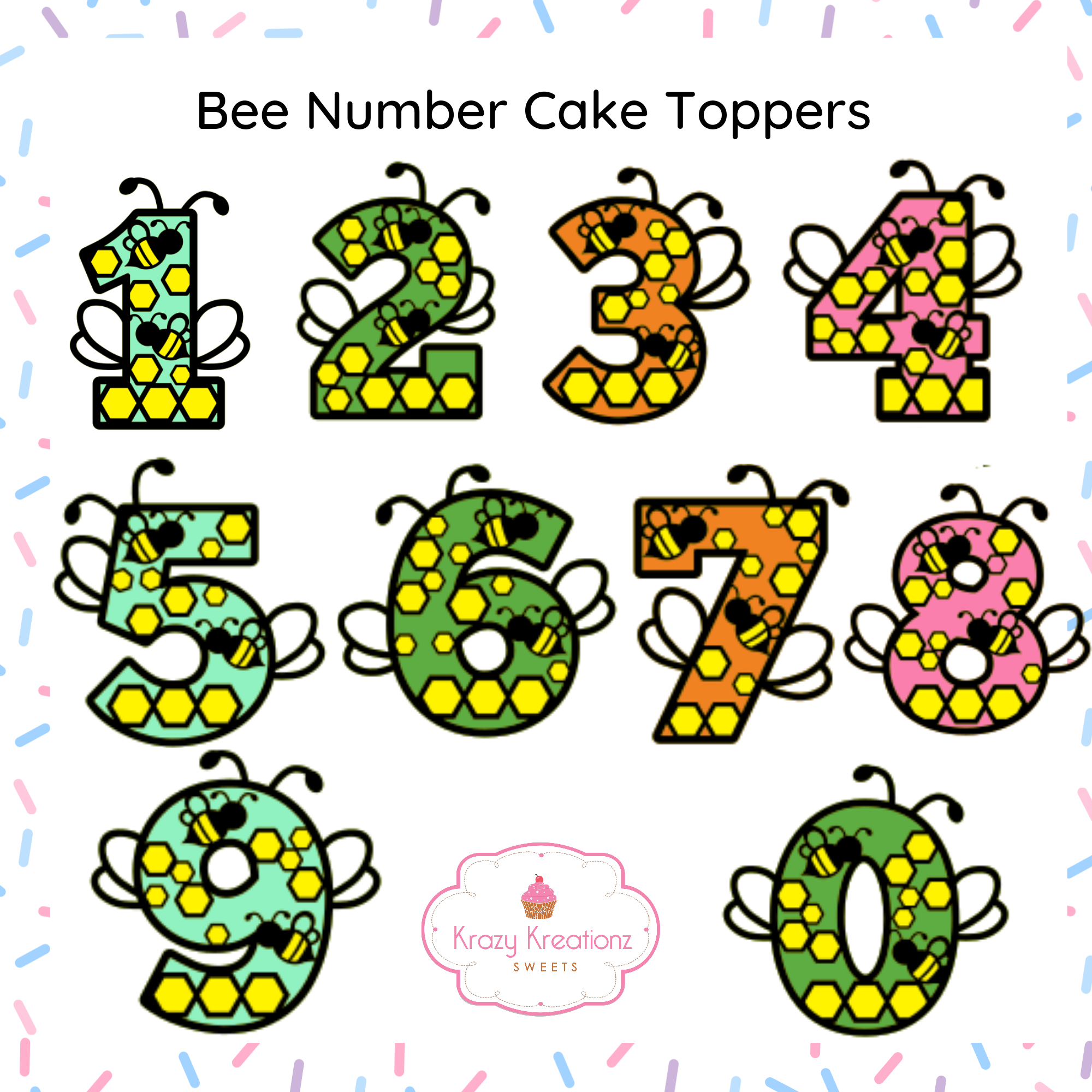Bee Number Toppers