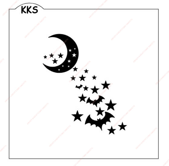 Moon-Bats-Stars Night Sky Stencil