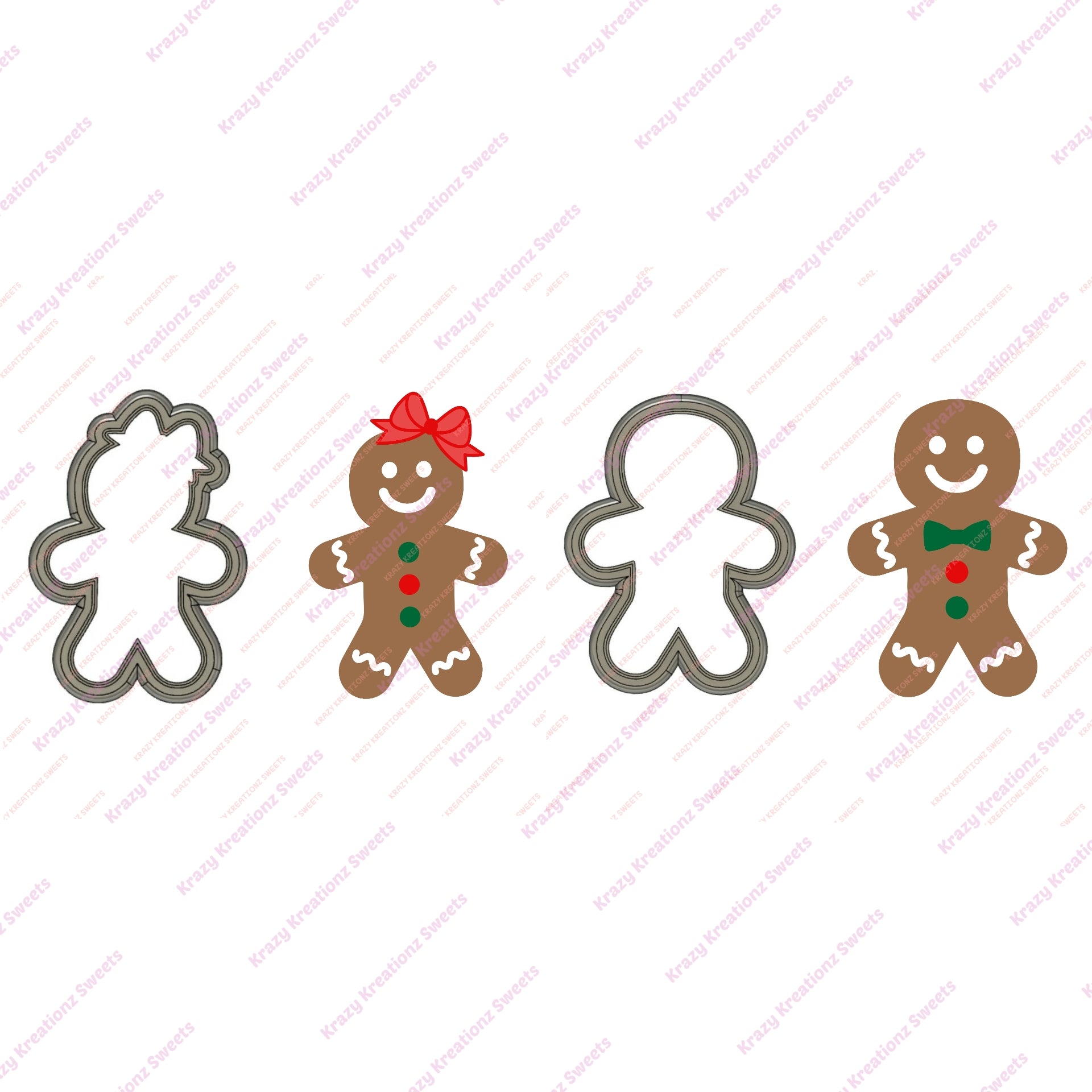 XL Gingerbread Girl and Boy Cookie Cutter Bundle