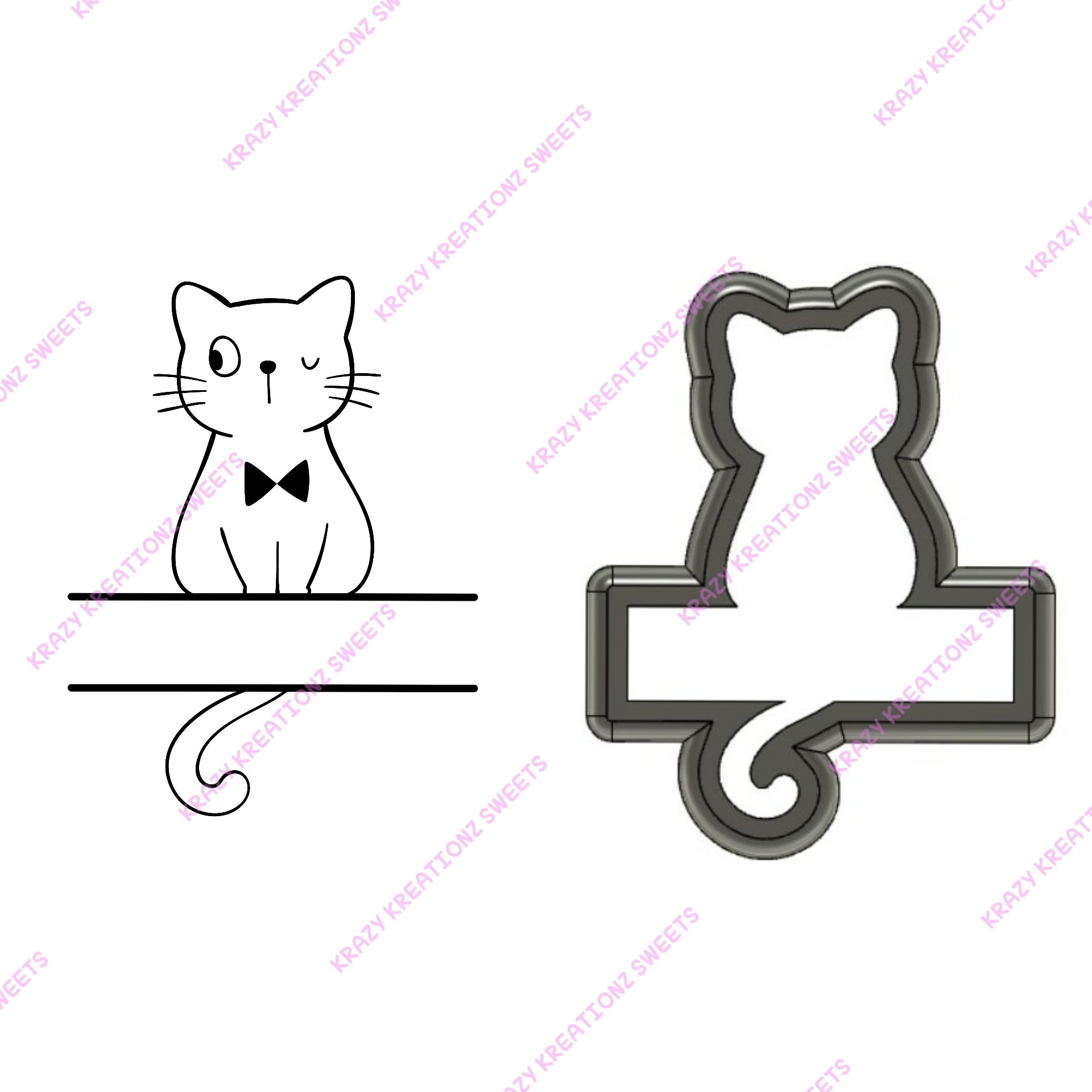 Cat With Tail Plaque Cookie Cutter