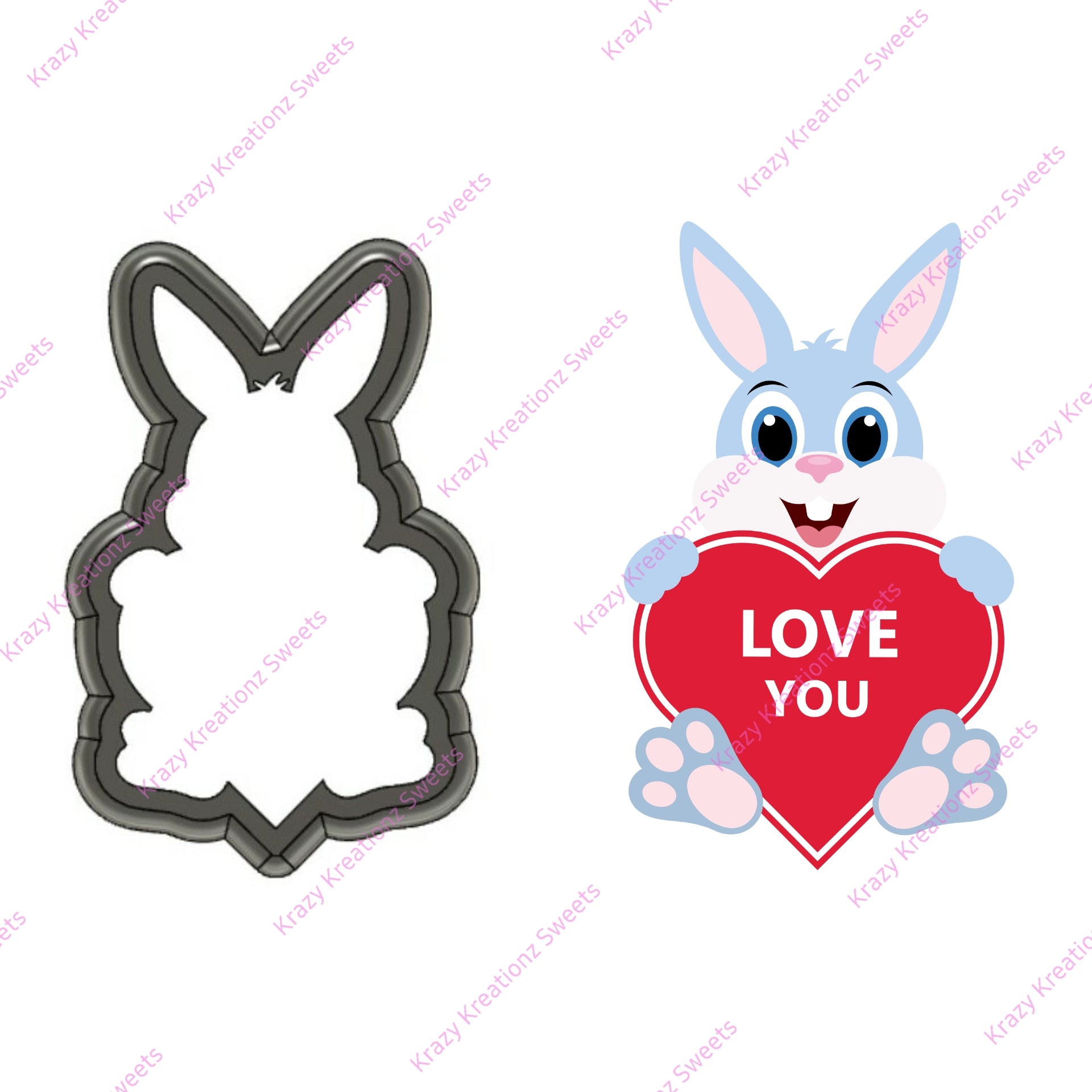 Boy Bunny Heart Plaque Cookie Cutter