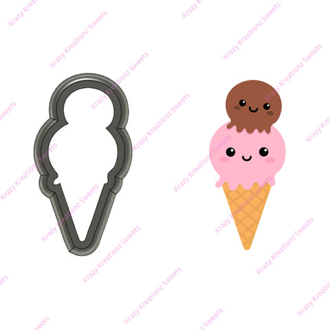 Smiley Ice Cream Cone Cookie Cutter