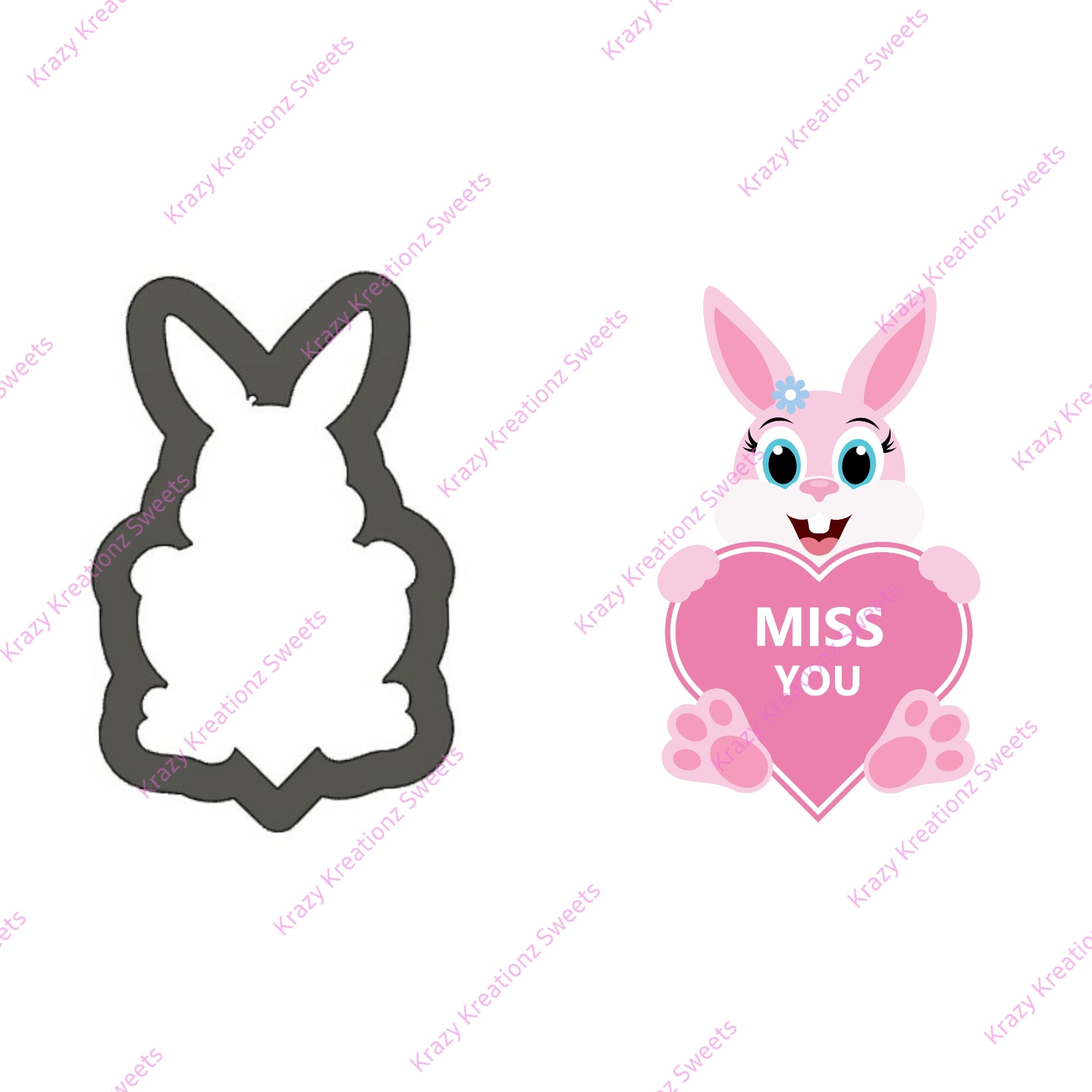 Girl Bunny Heart Plaque Cookie Cutter
