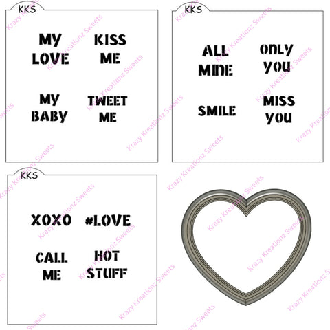 Conversation Heart Cookie Cutter & Stencil Set