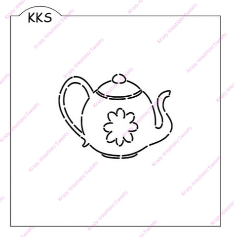 Paint Your Own Cookie Flower Tea Pot Cookie Stencil