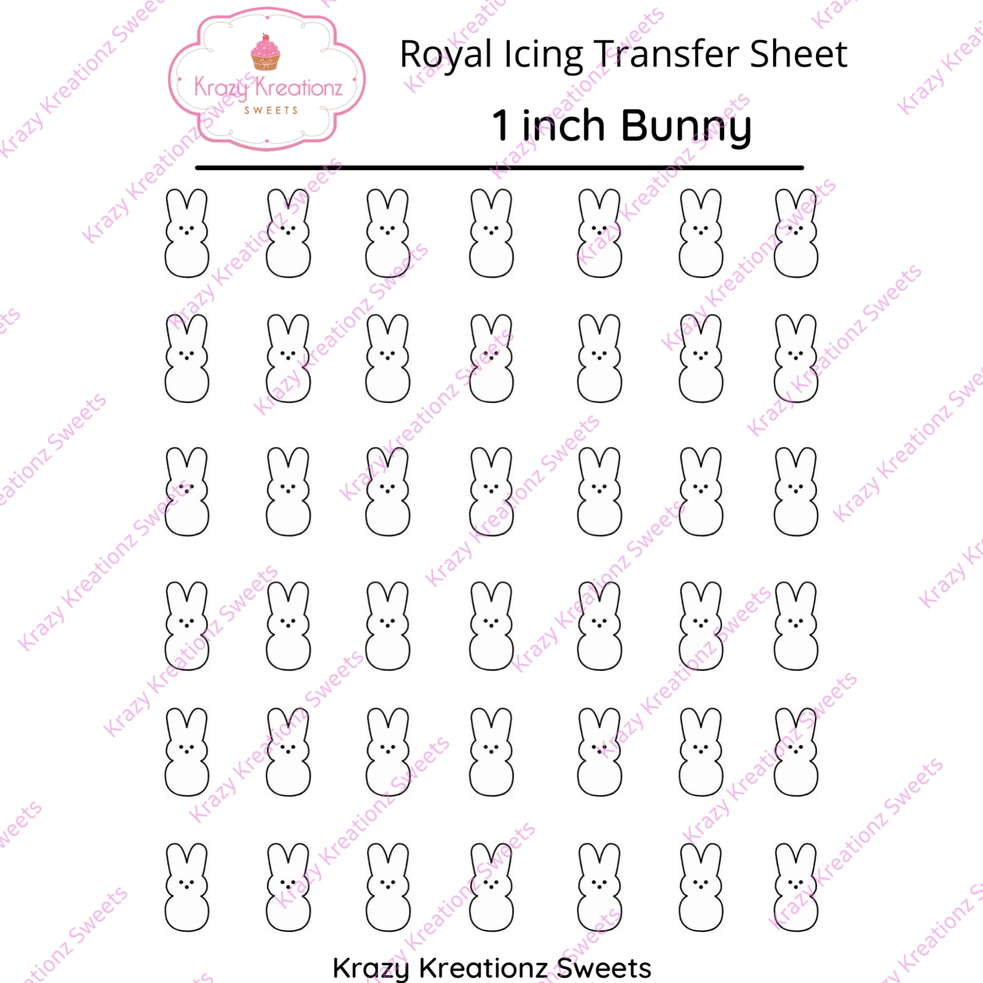 1 inch Bunny Transfer Sheet